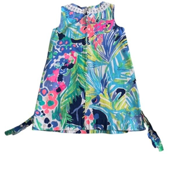 Lilly Pulitzer Girls Size 4 Tropical Print Shift Dress With Embellished Details - Picture 7 of 7